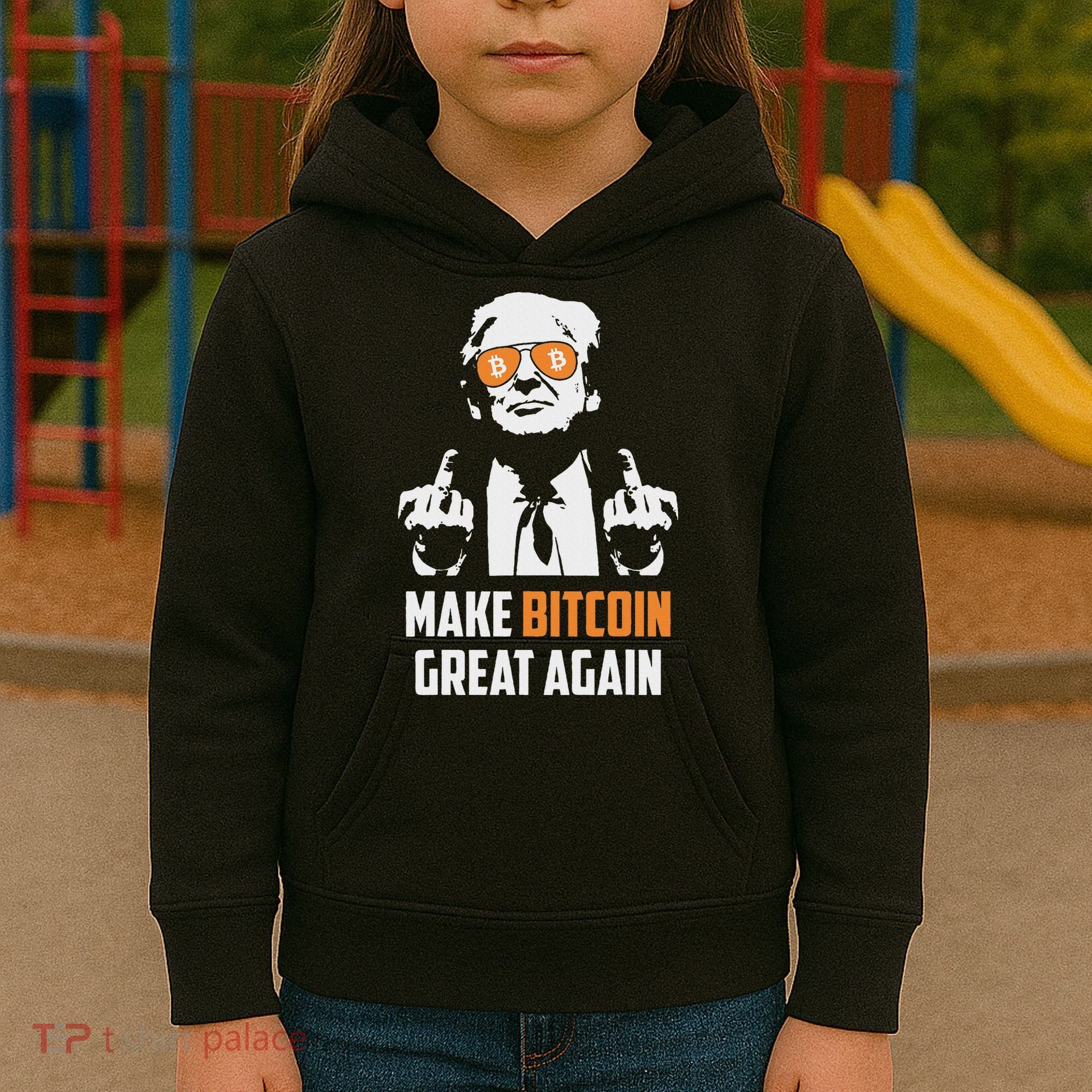Trump Make Bitcoin Great Again Funny Maga Pro Trump Kids Hoodie
