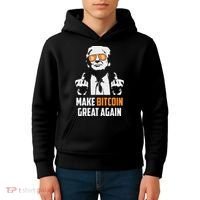 Trump Make Bitcoin Great Again Funny Maga Pro Trump Kids Hoodie thumb 4