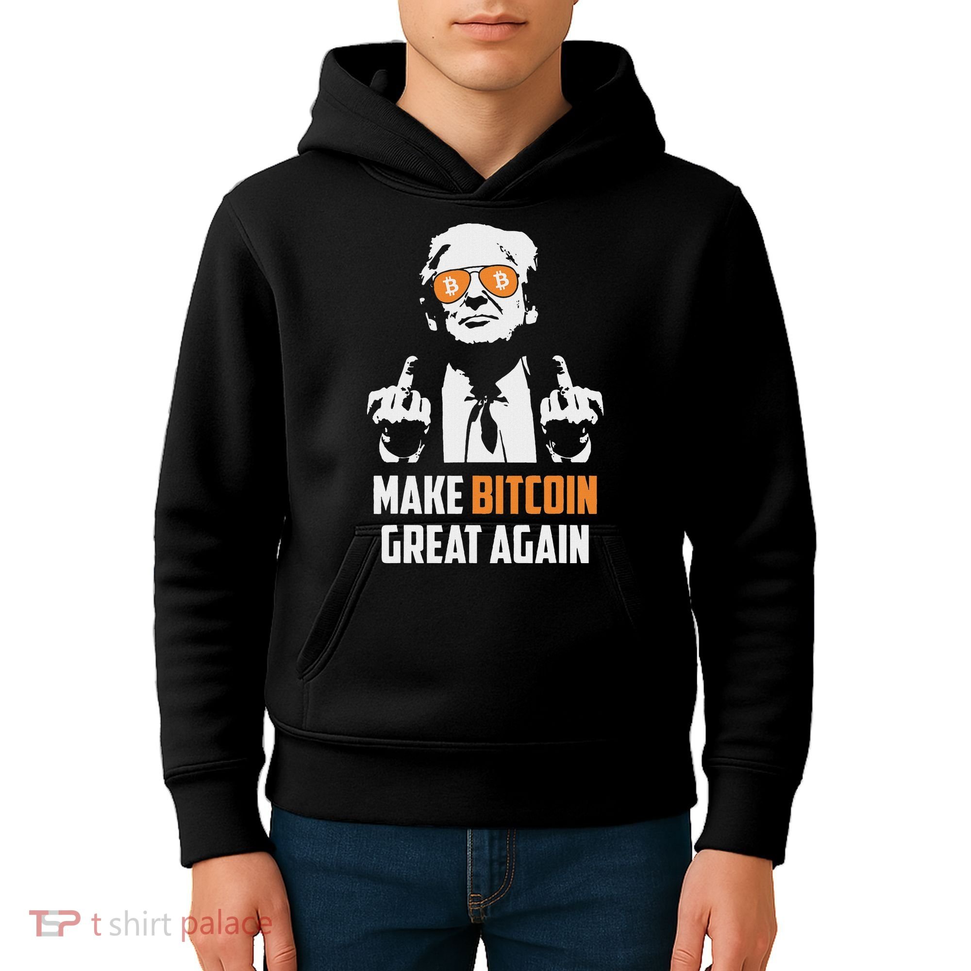 Trump Make Bitcoin Great Again Funny Maga Pro Trump Kids Hoodie