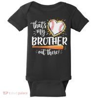 That's My Brother Out There Baseball Sister Baby Bodysuit thumb 0