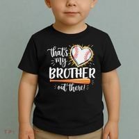 That's My Brother Out There Baseball Sister Toddler T-Shirt thumb 2
