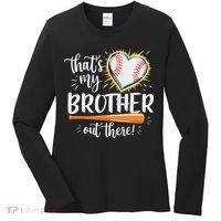 That's My Brother Out There Baseball Sister Women's Long Sleeve Shirt thumb 0