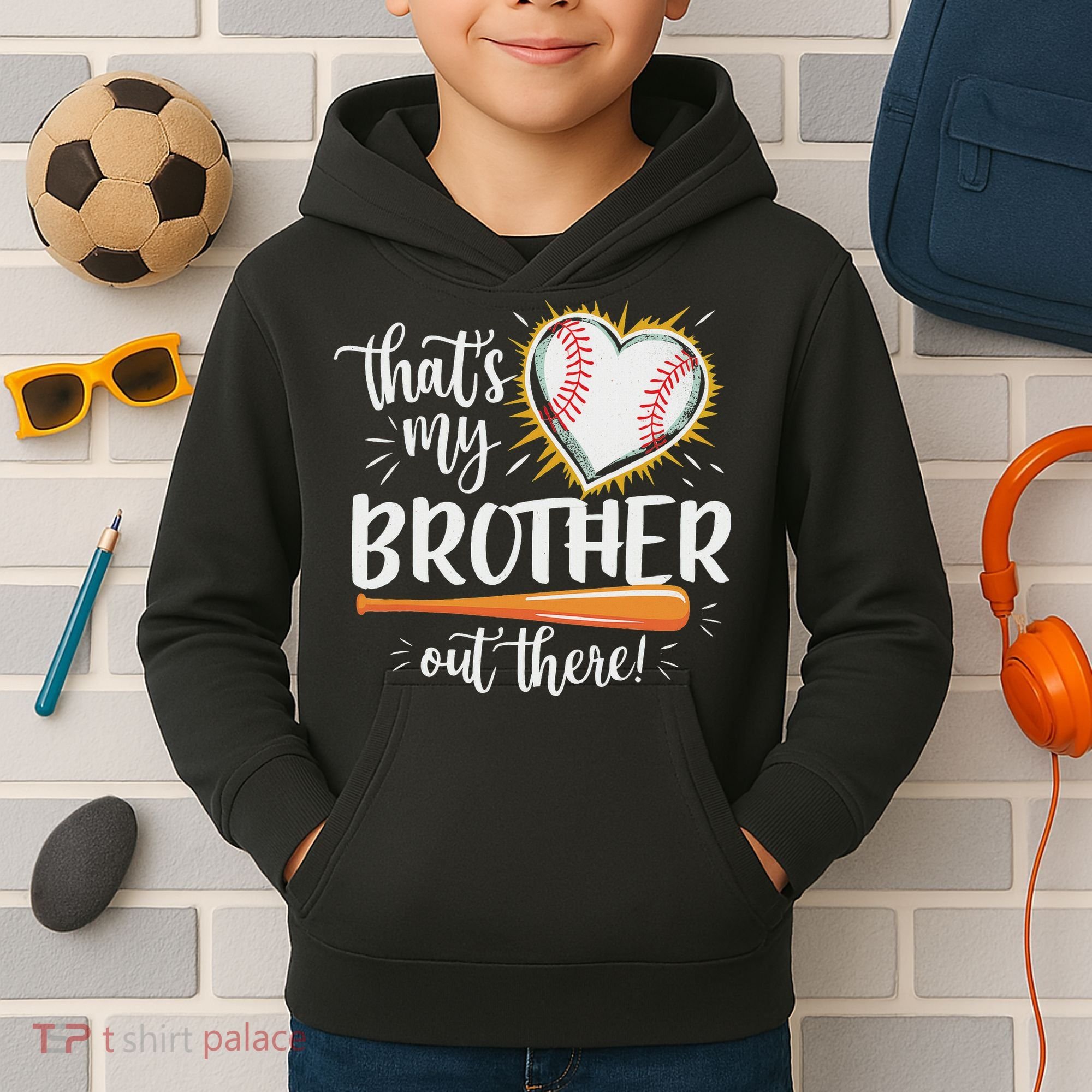 That's My Brother Out There Baseball Sister Kids Hoodie