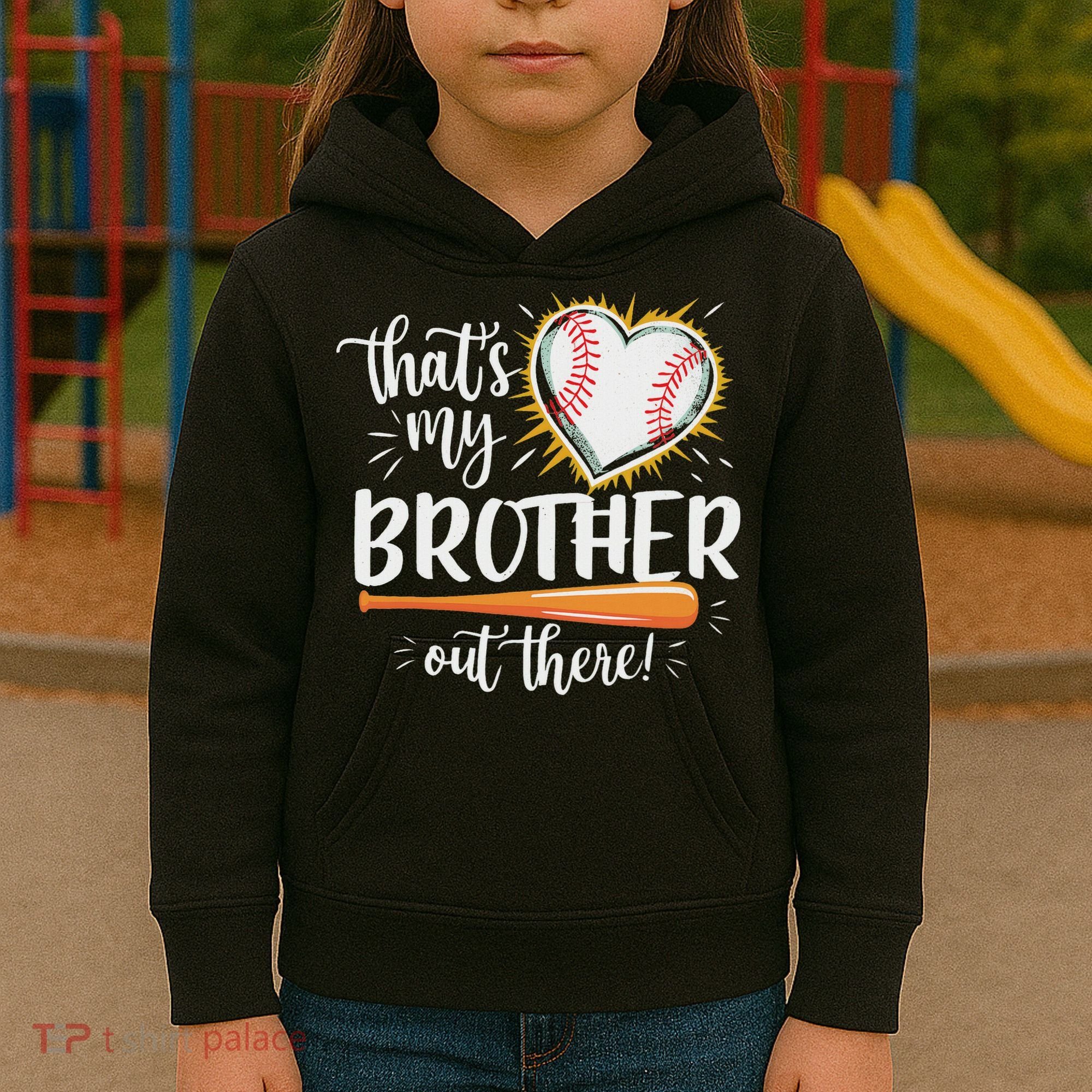 That's My Brother Out There Baseball Sister Kids Hoodie