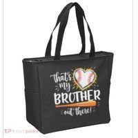 That's My Brother Out There Baseball Sister Tote Bag thumb 2