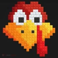 Thanksgiving Master Builder Turkey Face Building Blocks Bucket Hat thumb 4