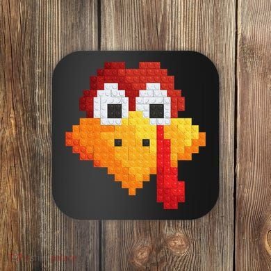 Thanksgiving Master Builder Turkey Face Building Blocks Coaster