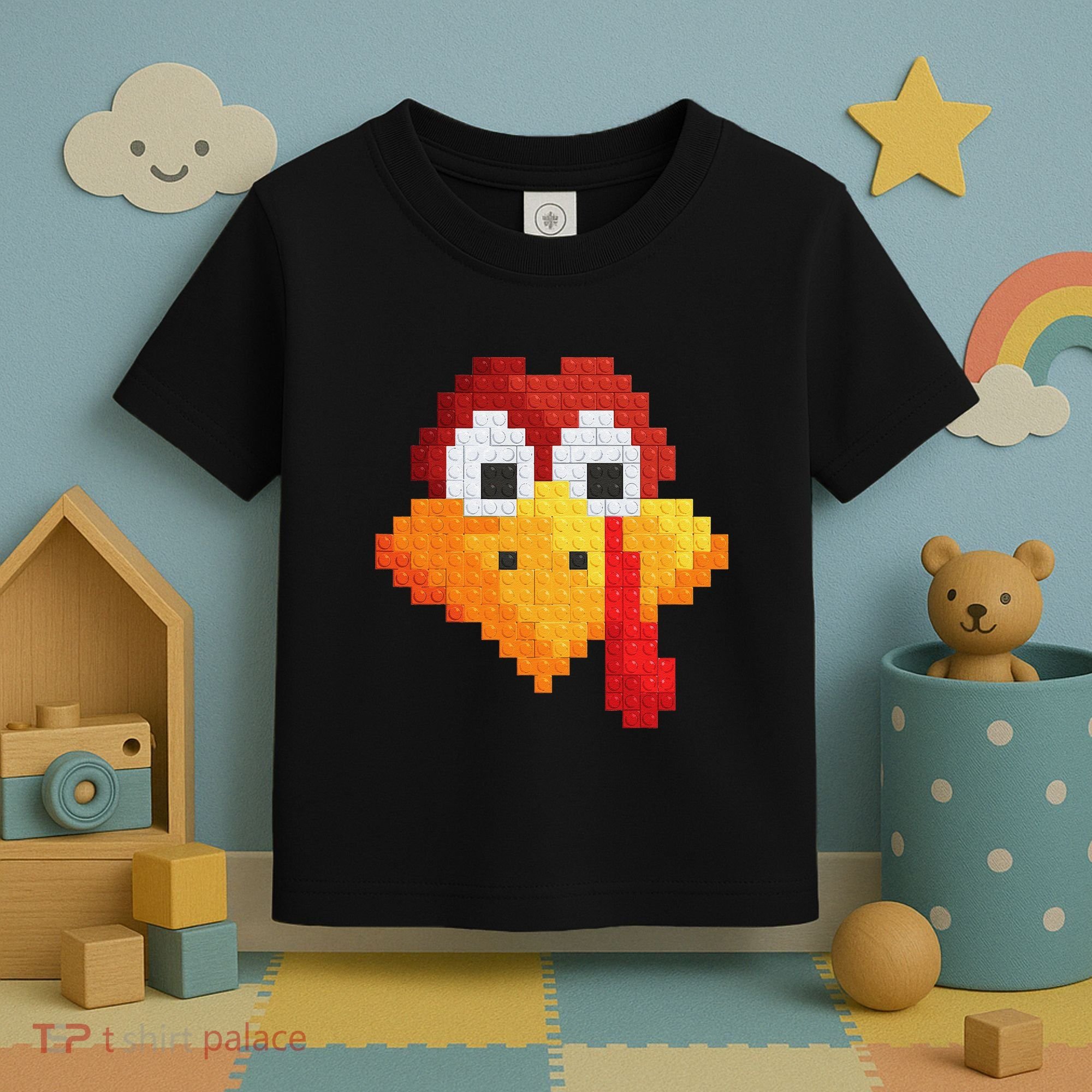 Thanksgiving Master Builder Turkey Face Building Blocks Toddler T-Shirt