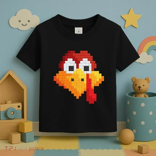 Thanksgiving Master Builder Turkey Face Building Blocks Toddler T-Shirt