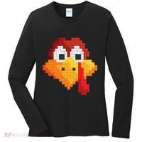 Thanksgiving Master Builder Turkey Face Building Blocks Women's Long Sleeve Shirt thumb 0