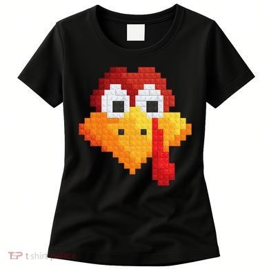 Thanksgiving Master Builder Turkey Face Building Blocks Women's T-Shirt