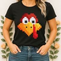 Thanksgiving Master Builder Turkey Face Building Blocks Women's T-Shirt thumb 2
