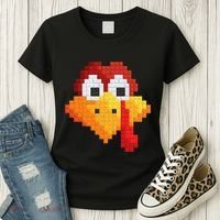 Thanksgiving Master Builder Turkey Face Building Blocks Women's T-Shirt thumb 3