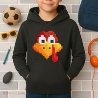 Thanksgiving Master Builder Turkey Face Building Blocks Kids Hoodie thumb 2