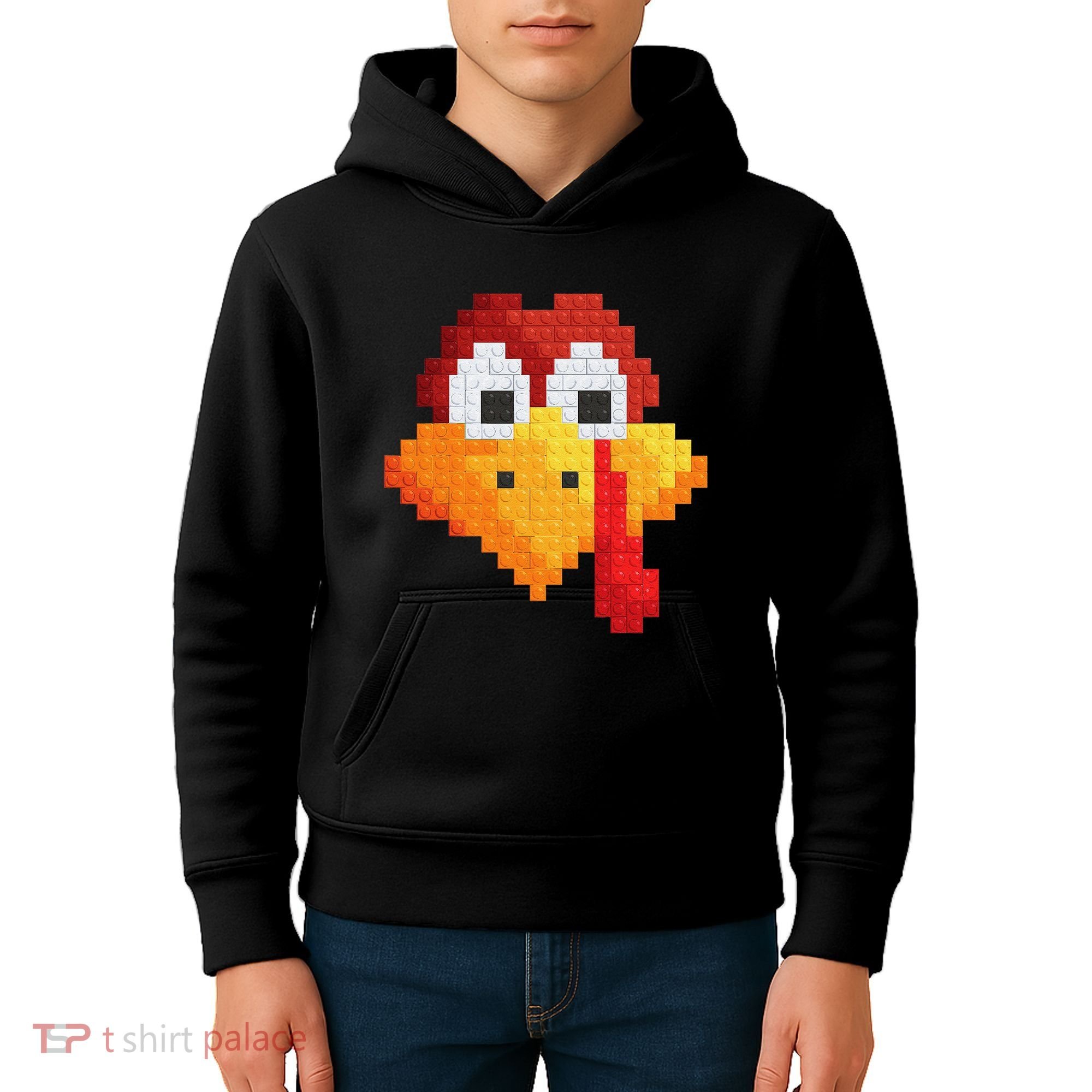 Thanksgiving Master Builder Turkey Face Building Blocks Kids Hoodie