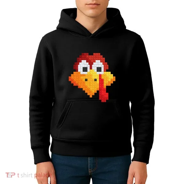 Thanksgiving Master Builder Turkey Face Building Blocks Kids Hoodie