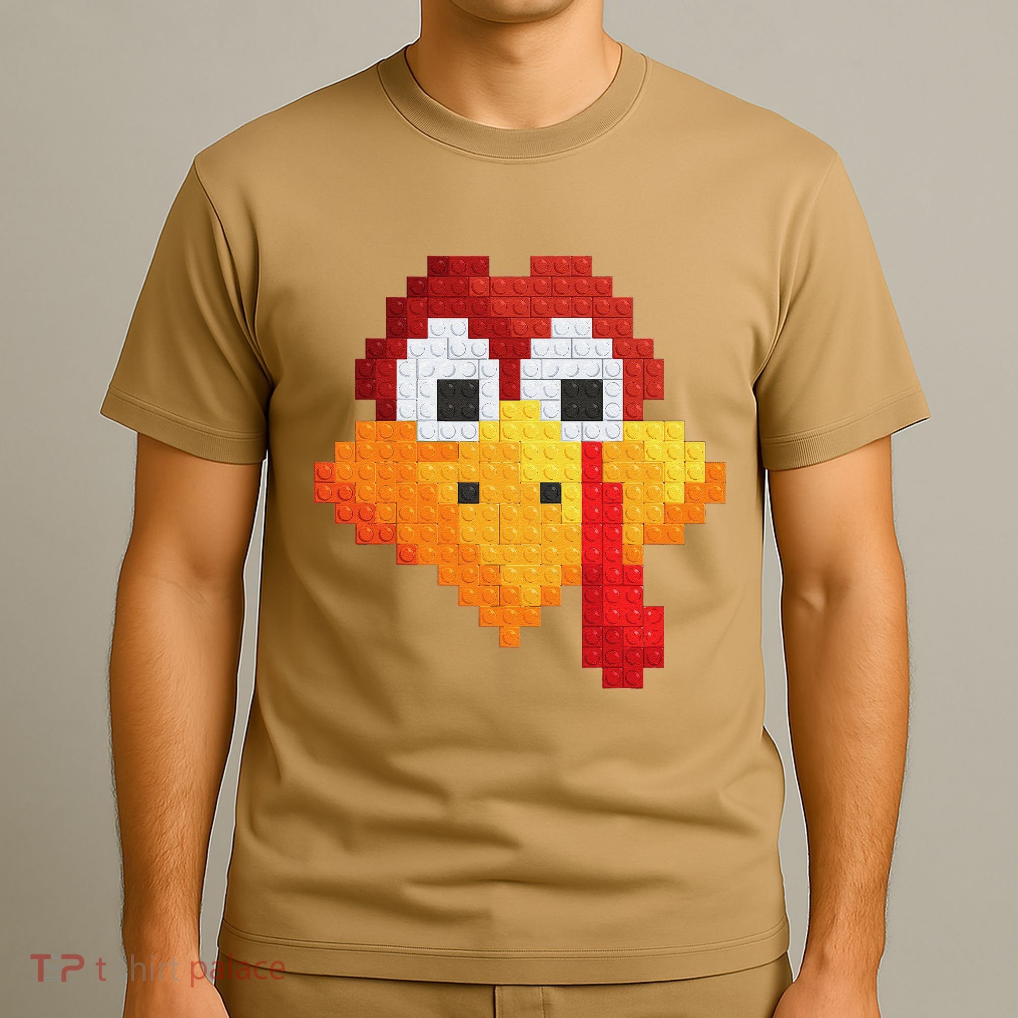 Thanksgiving Master Builder Turkey Face Building Blocks T-Shirt