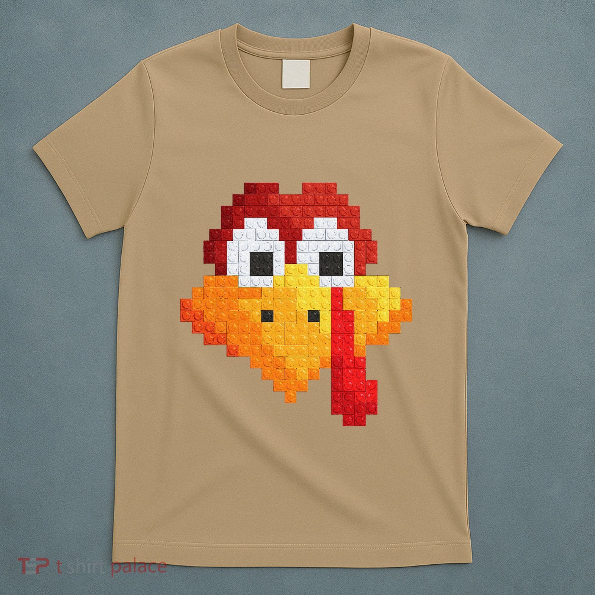 Thanksgiving Master Builder Turkey Face Building Blocks T-Shirt
