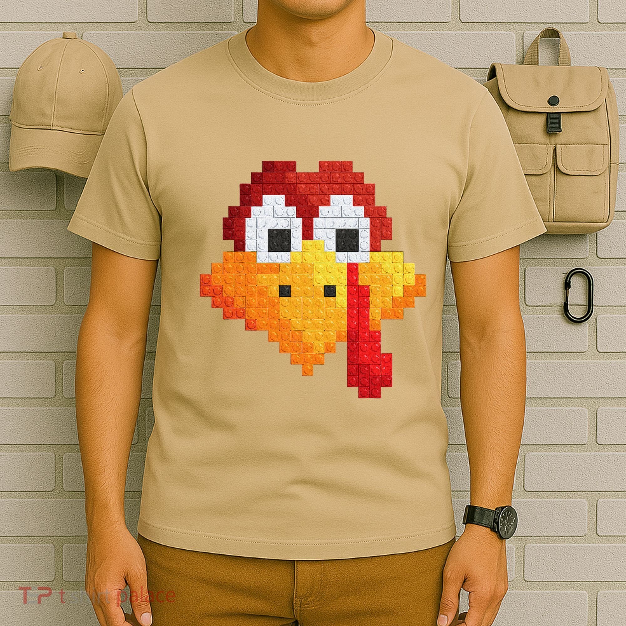 Thanksgiving Master Builder Turkey Face Building Blocks T-Shirt