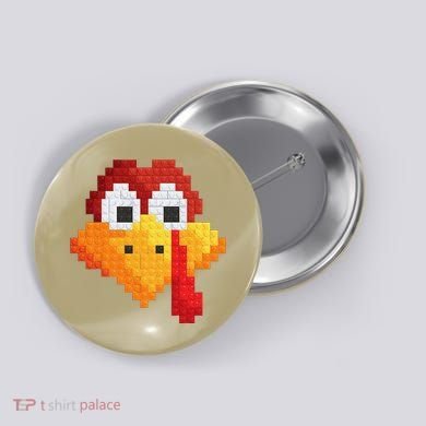 Thanksgiving Master Builder Turkey Face Building Blocks Button