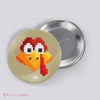 Thanksgiving Master Builder Turkey Face Building Blocks Button