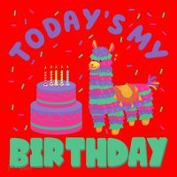 Todays My Birthday Llama Party Santa Hat thumb 1