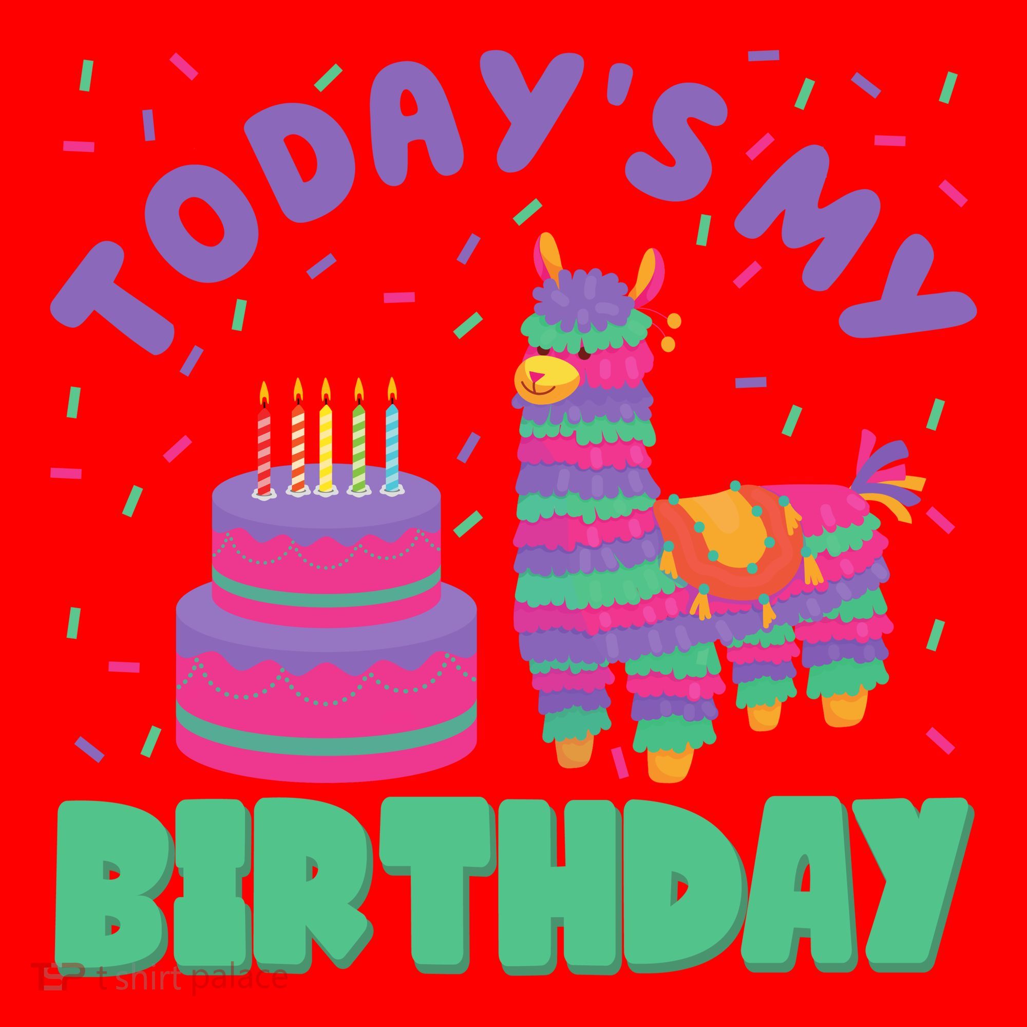 Todays My Birthday Llama Party Santa Hat