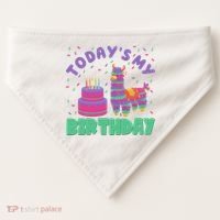 Todays My Birthday Llama Party USA-Made Doggie Bandana thumb 0