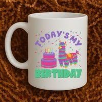 Todays My Birthday Llama Party Coffee Mug thumb 2