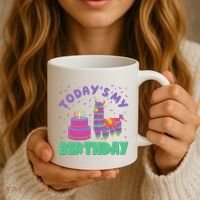 Todays My Birthday Llama Party Coffee Mug thumb 3