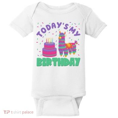 Todays My Birthday Llama Party Baby Bodysuit