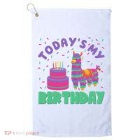 Todays My Birthday Llama Party Golf Towel thumb 0