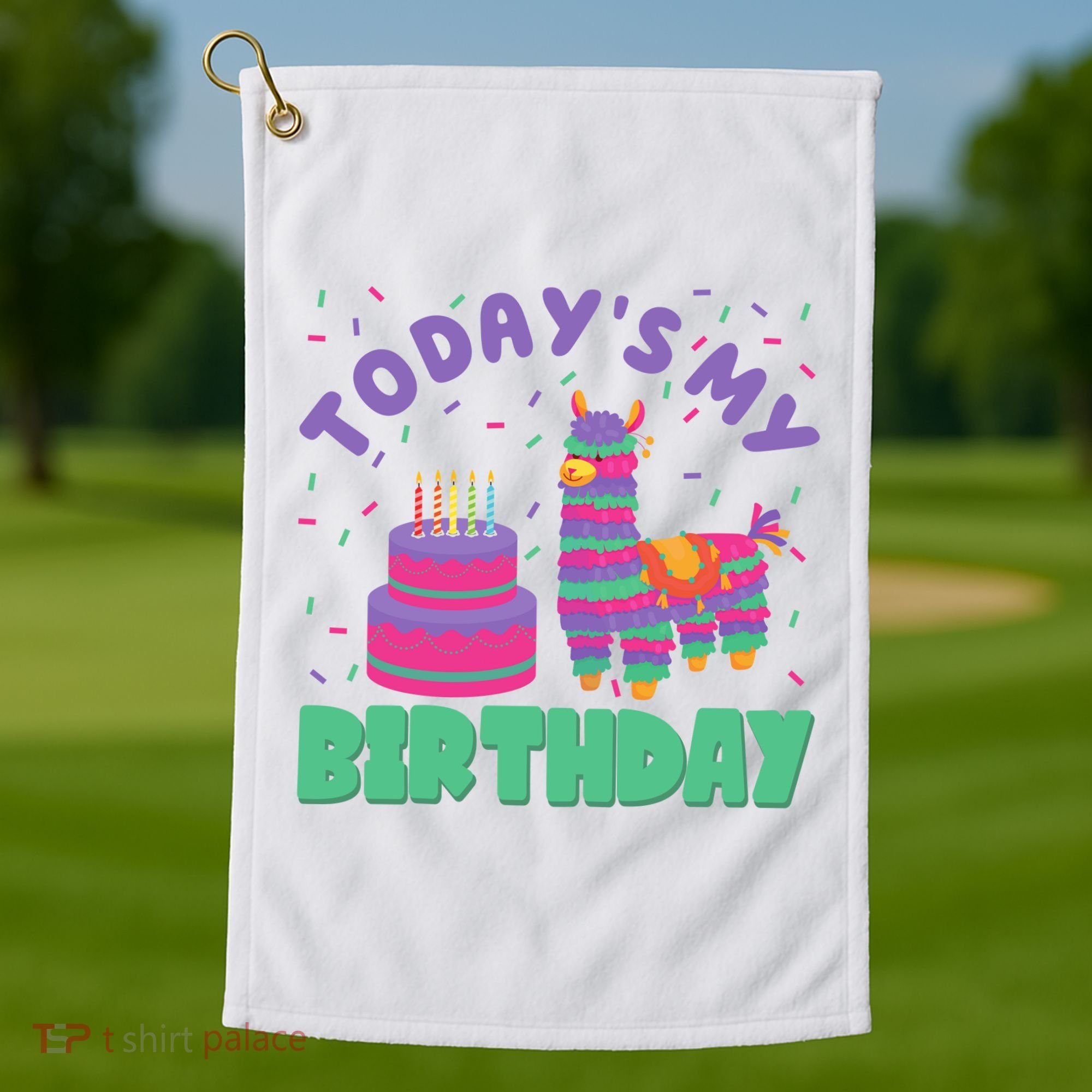 Todays My Birthday Llama Party Golf Towel