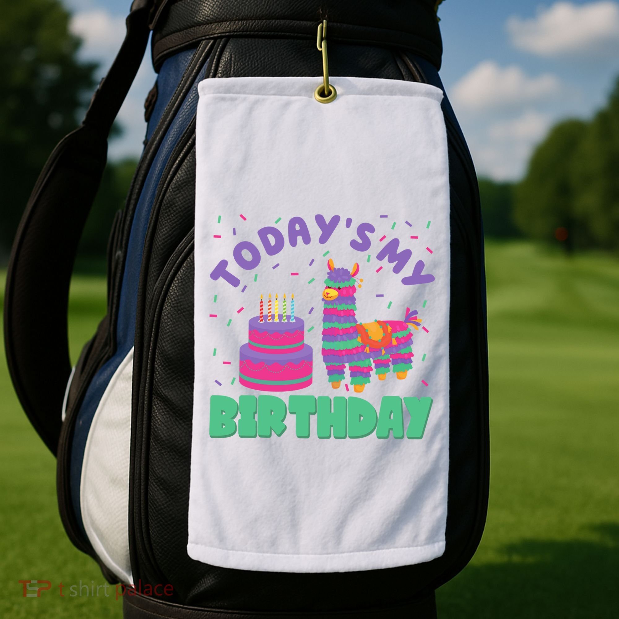 Todays My Birthday Llama Party Golf Towel