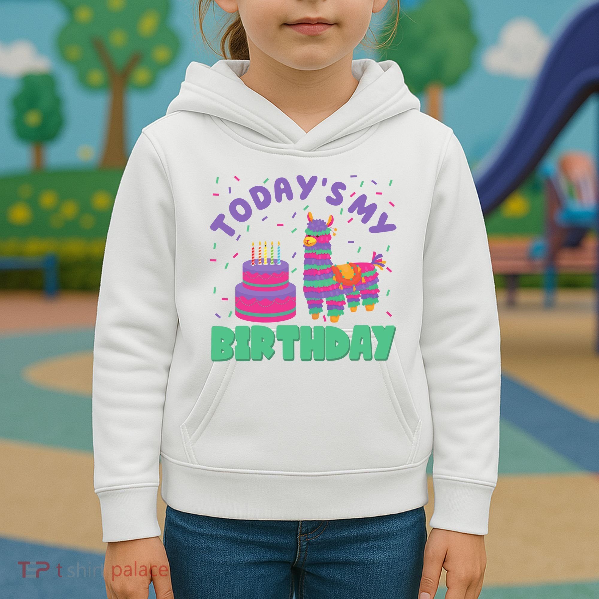 Todays My Birthday Llama Party Kids Hoodie