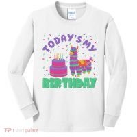 Todays My Birthday Llama Party Kids Long Sleeve Shirt thumb 0