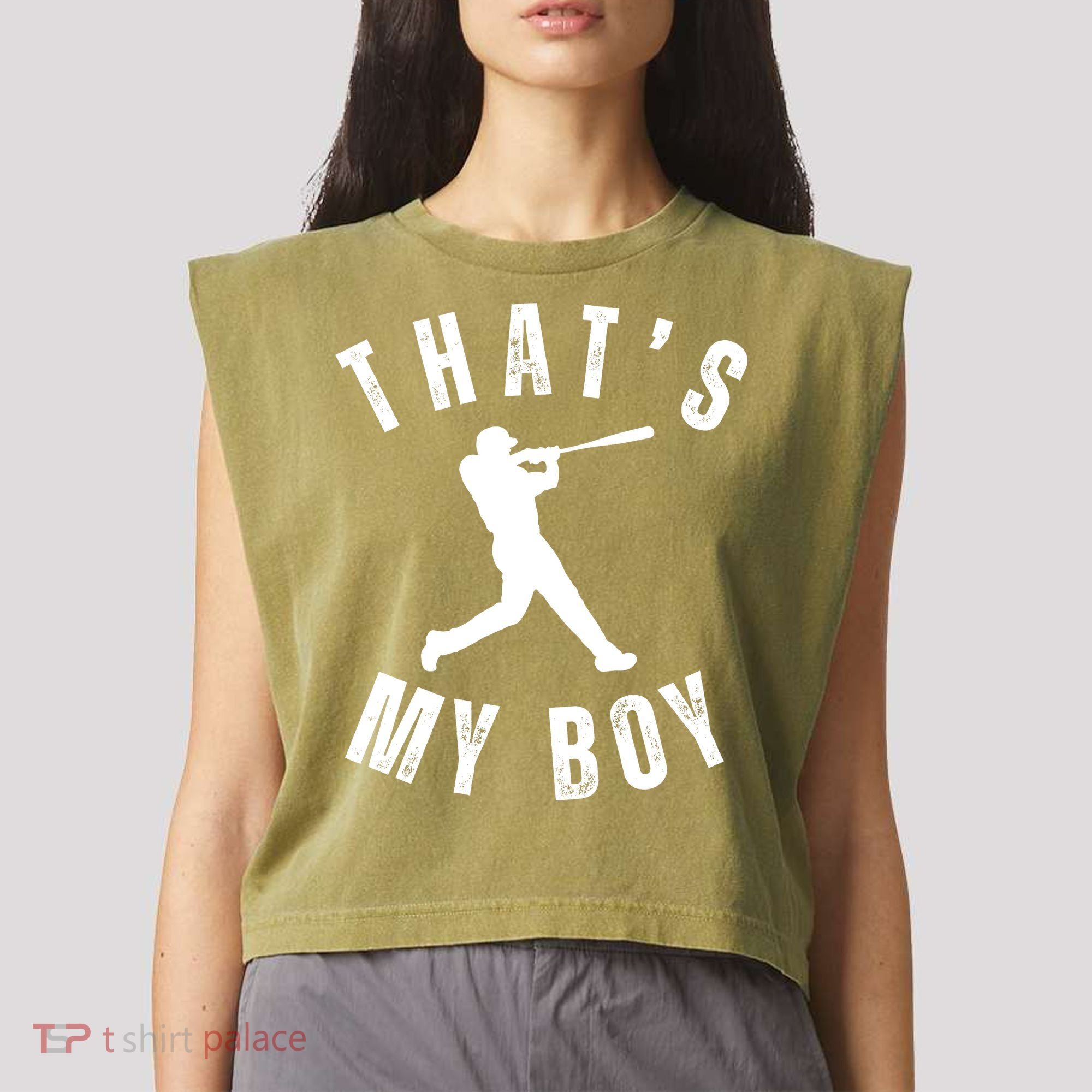 Thats My Boy Baseball Mom Cute Baseball Mom Garment-Dyed Women's Muscle Tee
