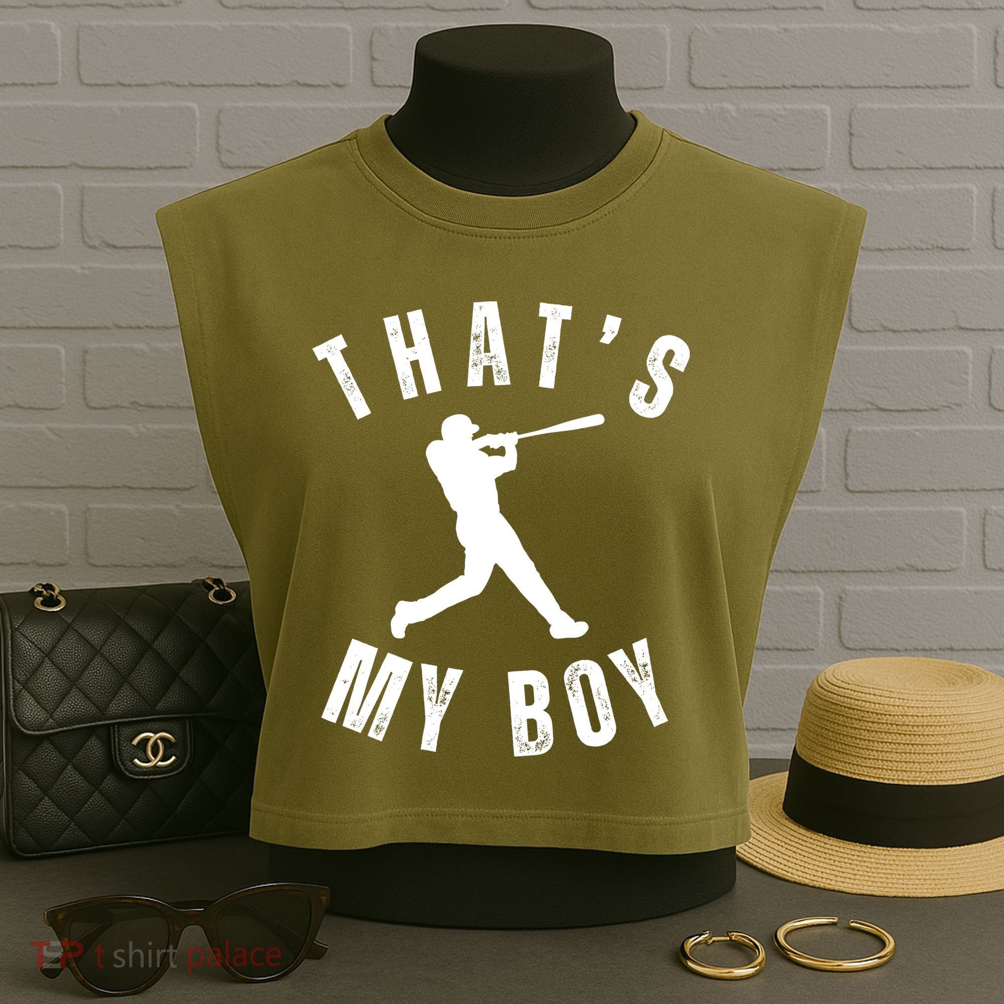 Thats My Boy Baseball Mom Cute Baseball Mom Garment-Dyed Women's Muscle Tee