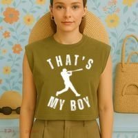 Thats My Boy Baseball Mom Cute Baseball Mom Garment-Dyed Women's Muscle Tee thumb 4