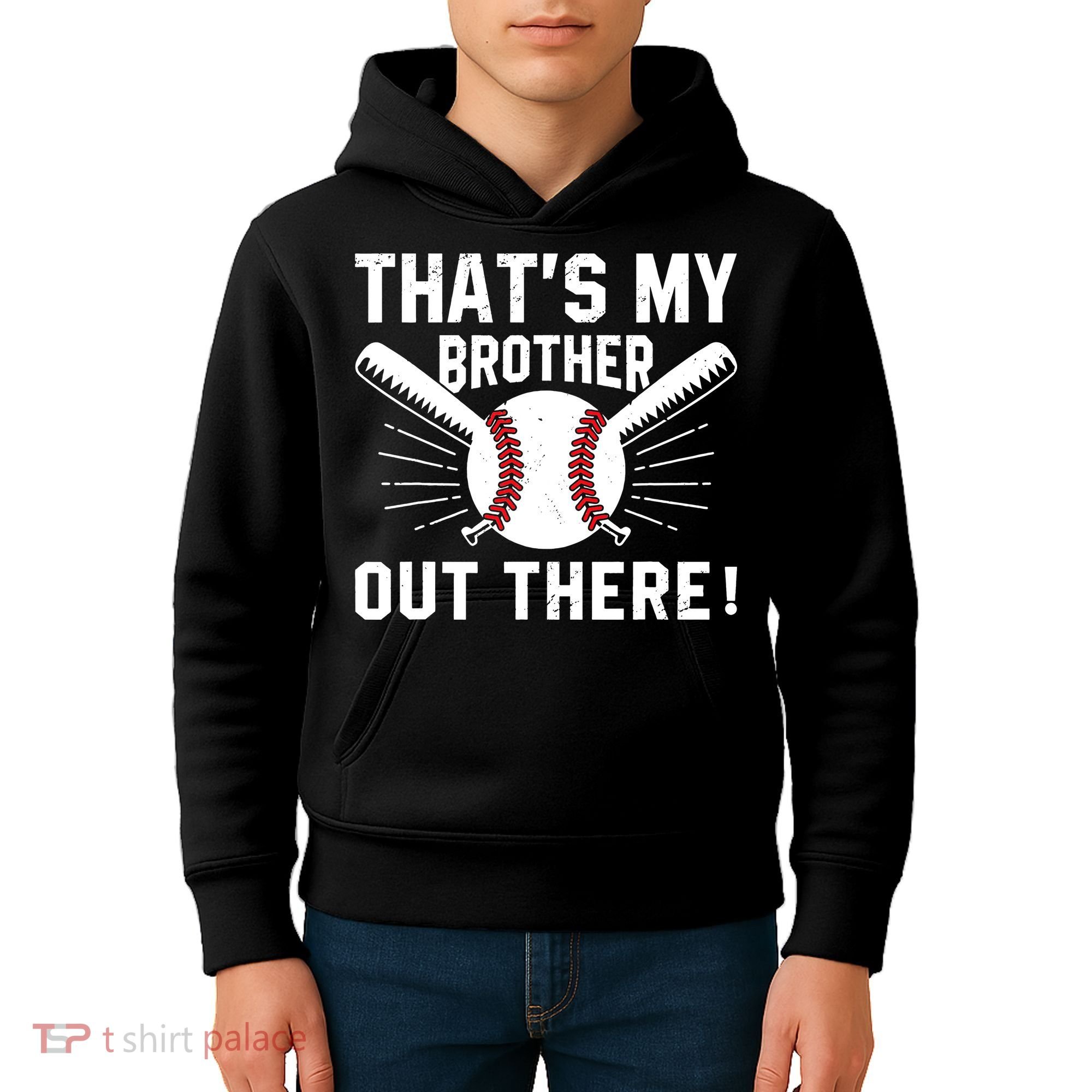 That's My Brother Out There Baseball Player Kids Hoodie