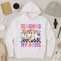 Teaching My Boos Coquette Ghost Teacher Hoodie thumb 3