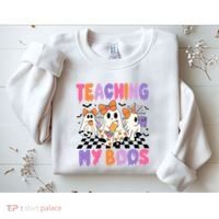 Teaching My Boos Coquette Ghost Teacher Sweatshirt thumb 2