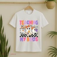Teaching My Boos Coquette Ghost Teacher T-Shirt thumb 2