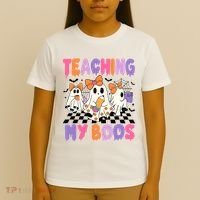 Teaching My Boos Coquette Ghost Teacher T-Shirt thumb 4