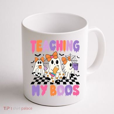 Teaching My Boos Coquette Ghost Teacher Coffee Mug back