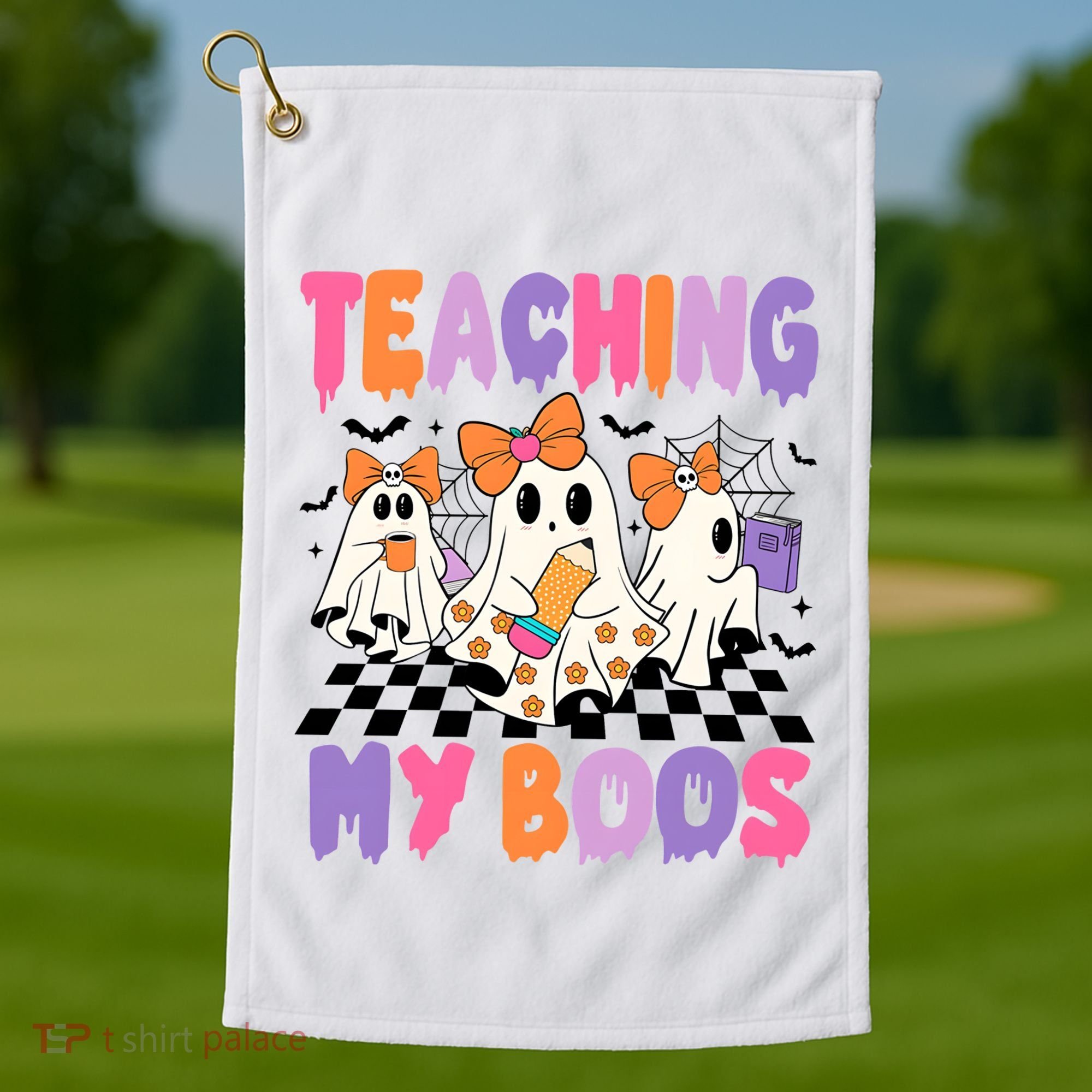 Teaching My Boos Coquette Ghost Teacher Golf Towel