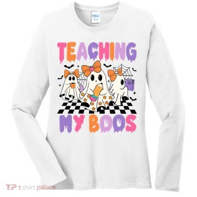 Teaching My Boos Coquette Ghost Teacher Women's Long Sleeve Shirt