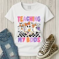 Teaching My Boos Coquette Ghost Teacher Women's T-Shirt thumb 3