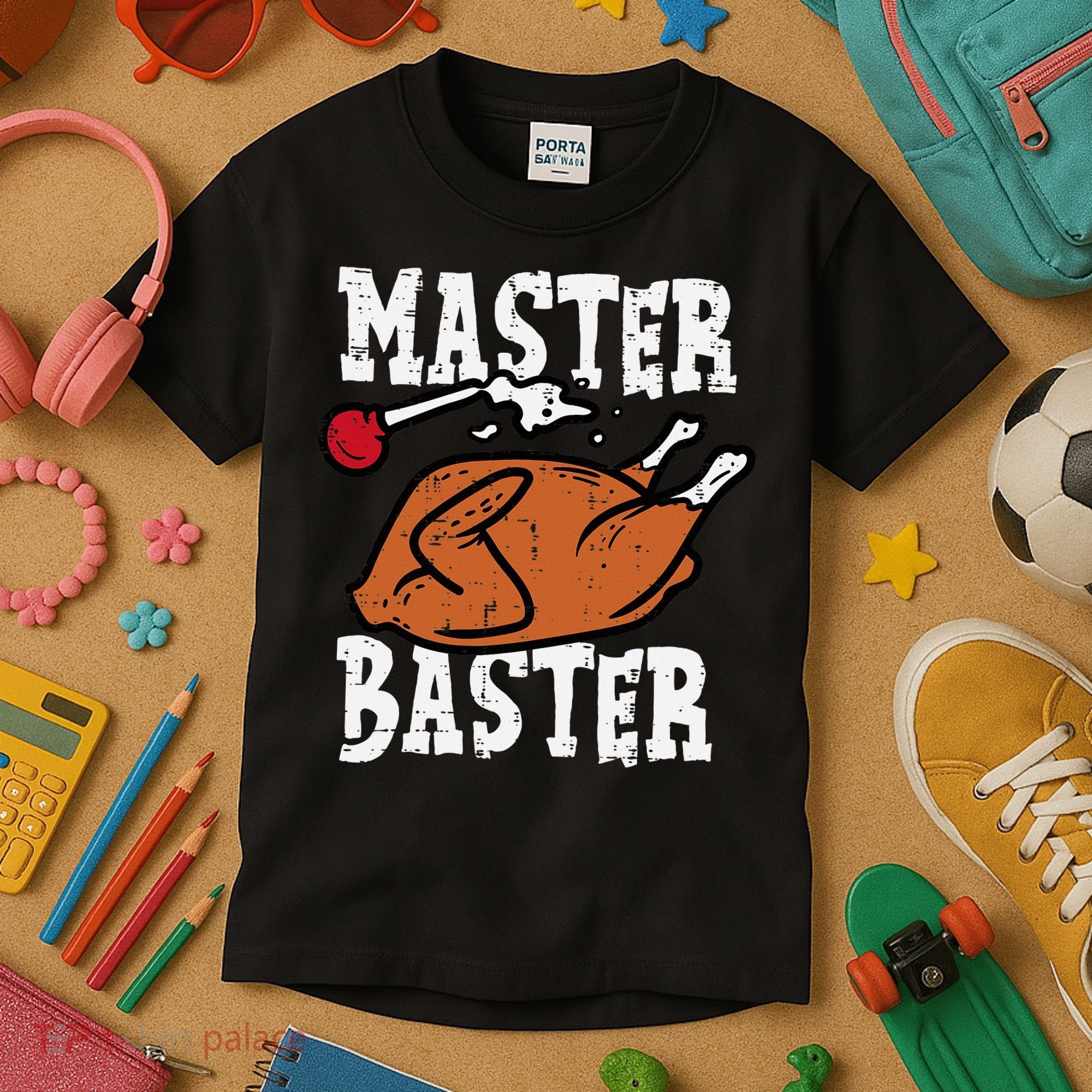 Thanksgiving Master Baster Funny Turkey Day Fall Kids T-Shirt