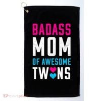 Twin Mom Badass Mom Of Twins Awesome Twins Gift Golf Towel thumb 0